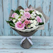 Букет цветов из:  Герберы, Альстромерии и Хризантемы в Малояз