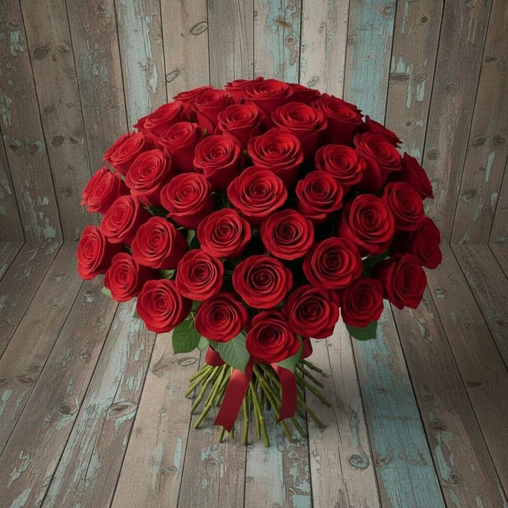 Букет 55 Красных роз Фридом в Малояз