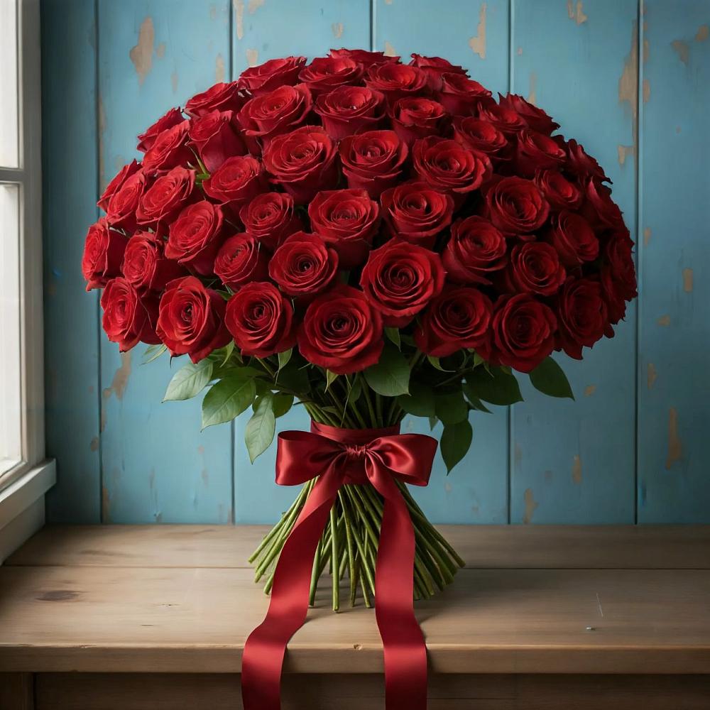 Букет Красные розы Блэк Меджик в Малояз