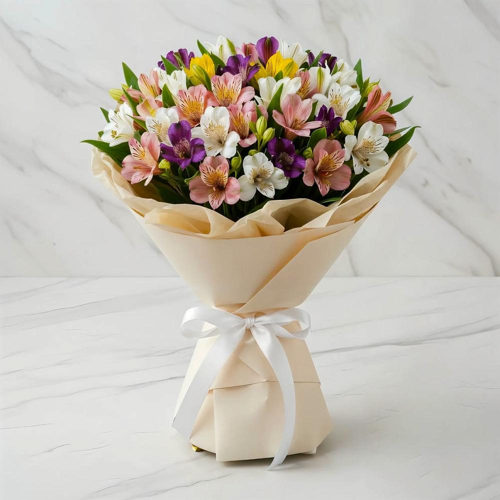 Букет цветов из: Альстромерии в Малояз