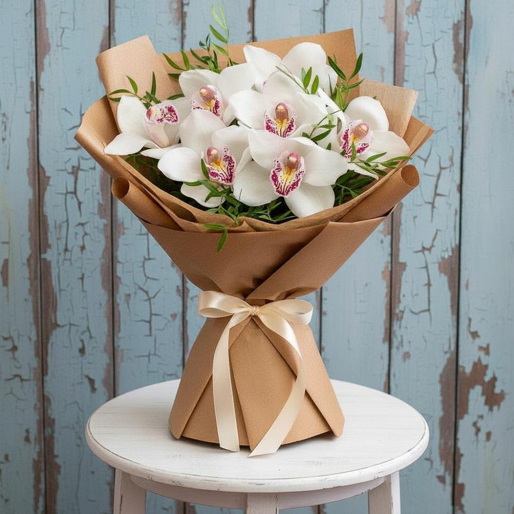 Букет цветов из: Орхидеи и Розы в Малояз