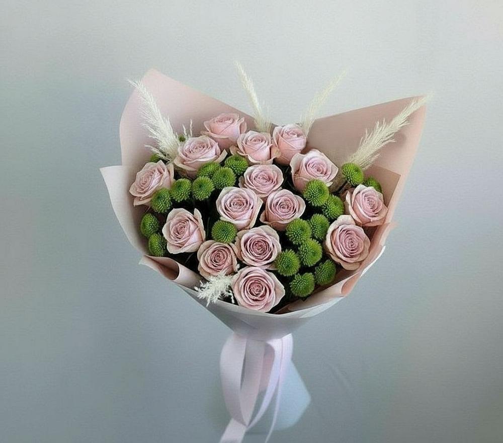 Букет цветов из: Розы и Хризантемы в Малояз