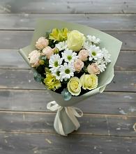 Букет цветов из:  Альстромерии, Розы и Хризантемы в Малояз