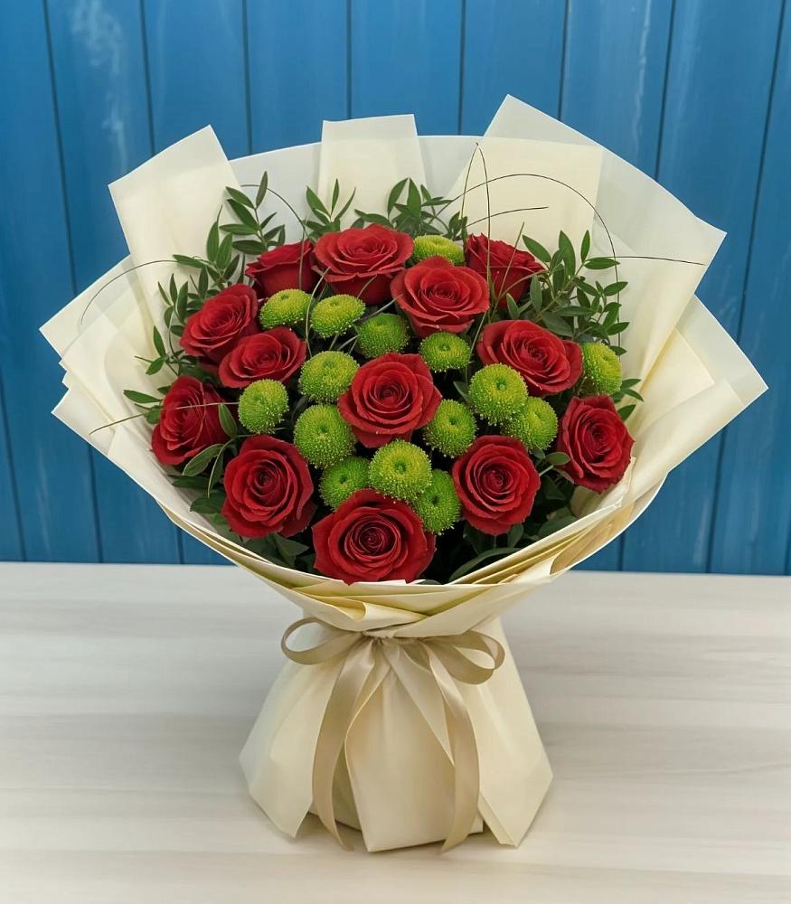 Букет цветов из: Розы и Хризантемы в Малояз