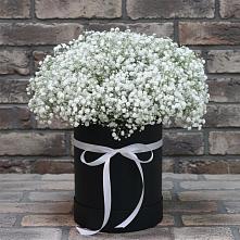 Цветочная композиция из Гипсофила в шляпной коробке в Малояз