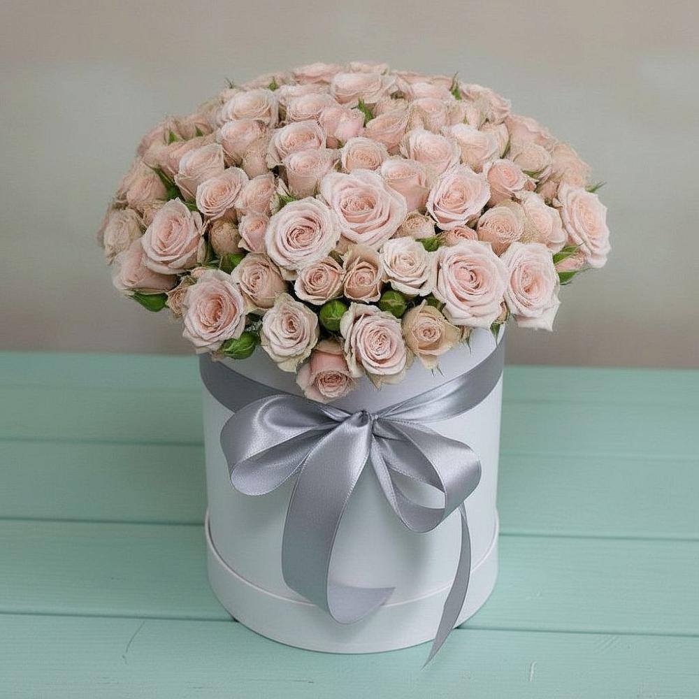 Цветочная композиция из Розы в шляпной коробке в Малояз